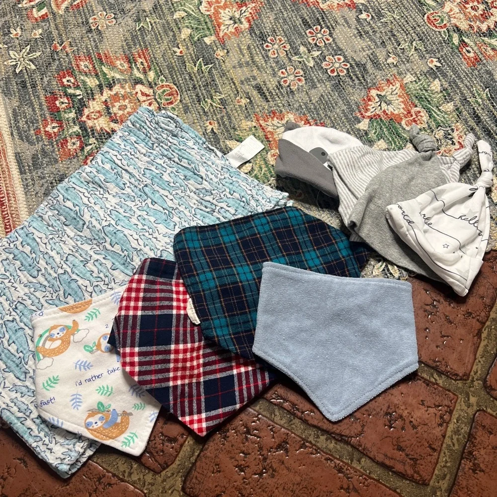 Bundle bibs receiving blanket hats